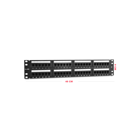 S-LINK SL-P648 Cat6 Patch Panel, 48-Port, UTP, 1U