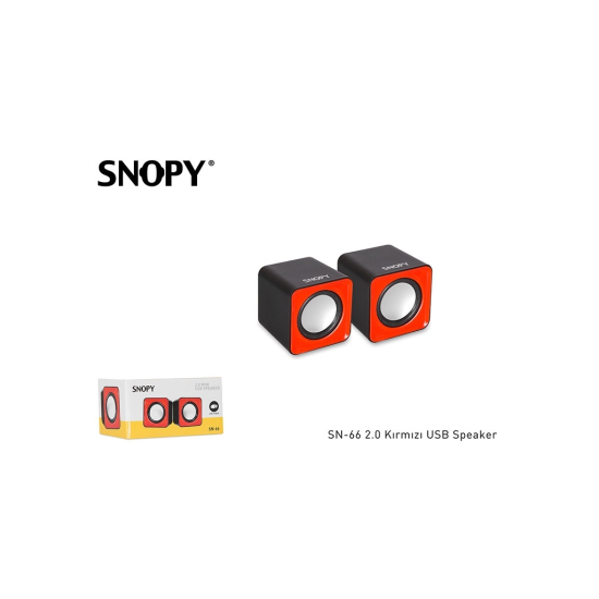 SNOPY SN-66, 6W, 1+1, Masa Üstü, USB, Speaker (Siyah-Kırmızı)