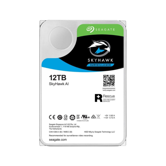 SEAGATE SKYHAWK AI, ST12000VE001, 3.5’’, 12TB, 256Mb, 7200Rpm, Güvenlik, HDD