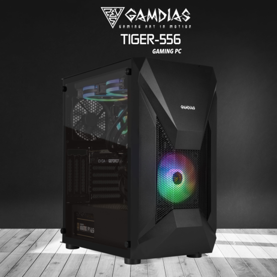 GAMDIAS TIGER-556, RYZEN 5 5600, 16Gb Ram, 512Gb NVMe SSD, 8Gb GDDR5 RX580 Ekran Kartı, 500W Kasa, Free Dos GAMING PC