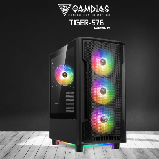 GAMDIAS TIGER-576, RYZEN 5 7600, 16Gb DDR5 Ram, 500Gb NVMe SSD, 8Gb GDDR5 RX580 Ekran Kartı, 750W Kasa, Free Dos GAMING PC TAVSİYESİ