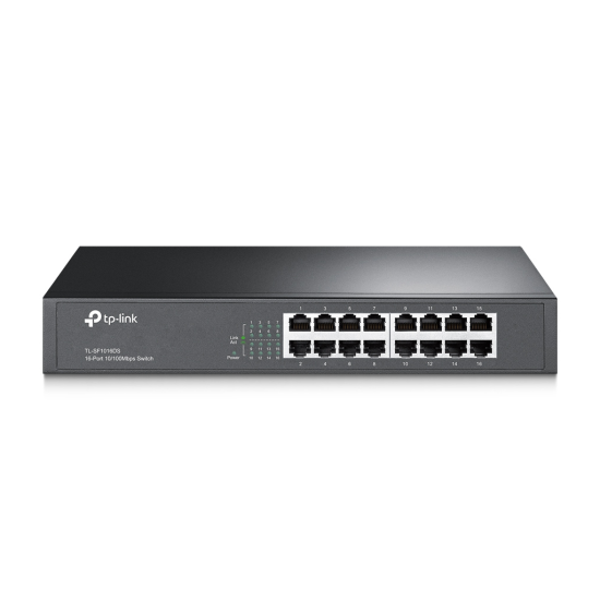 TP-LINK TL-SF1016DS, 16 Port, MegaBit, Metal Kasa, Yönetilemez, Masaüstü/Rackmount Switch