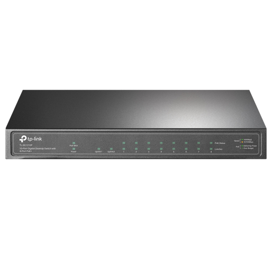 TP-LINK TL-SG1210P, 8 Port Poe, Gigabit, + 1Port SFP, 63W, Yönetilemez, Desktop Switch