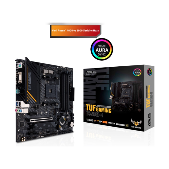 ASUS TUF GAMING B550M-E, 4xDDR4, 2x M.2, D-SUB, HDMI, DP, AM4 Soket Anakart