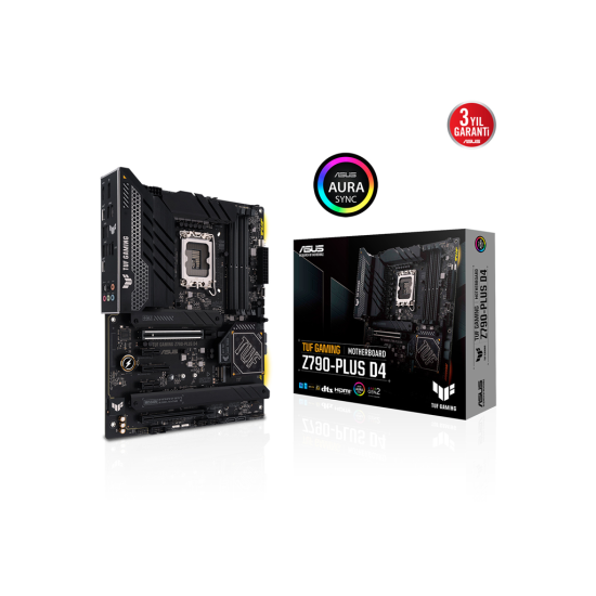 ASUS TUF GAMING Z790-PLUS D4, 4xDDR4, 4x M.2, HDMI, DP, 2xType-C, 12-13.Nesil, LGA1700 Soket, ARGB Gaming Anakart