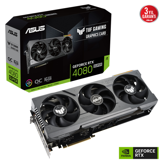 ASUS TUF-RTX4080S-O16G-GAMING, 16Gb, 256Bit, GDDR6X, 2xHDMI, 3xDP GAMING Ekran Kartı