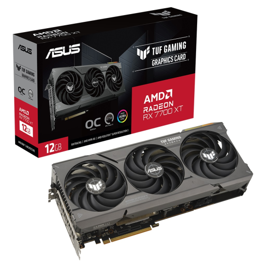 ASUS TUF-RX7700XT-O12-GAMING, 12Gb, 192Bit, GDDR6, 1xHDMI, 3xDP, GAMING Ekran Kartı