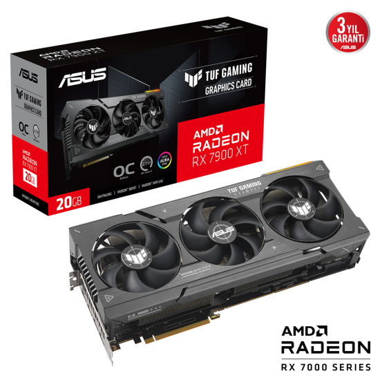 ASUS TUF-RX7900XT-O20G-GAMING, 20Gb, 320Bit, GDDR6, 1xHDMI, 3xDP GAMING Ekran Kartı