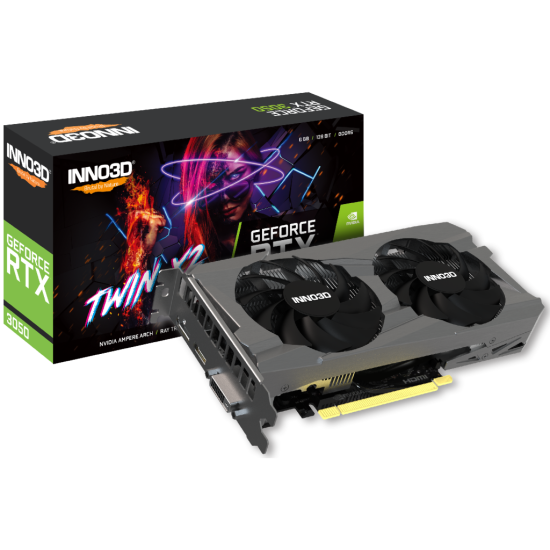 INNO3D N30502-06D6-1711VA60, TWIN X2, RTX3050, 6Gb, 96Bit, GDDR6, 1xDVI, 1xHDMI, 1xDP GAMING Ekran Kartı