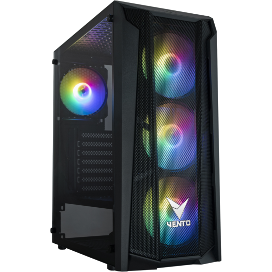 VENTO VG15FE Mid Tower, 500W (PEAK) Siyah, Temperli Cam, RGB, ATX GAMING KASA