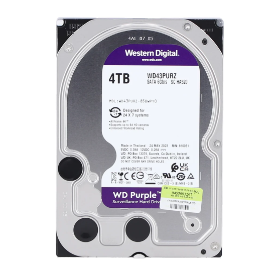 WD PURPLE, WD43PURZ, 3.5’’, 4TB, 256Mb, 5400 Rpm, 7/24 Güvenlik, HDD