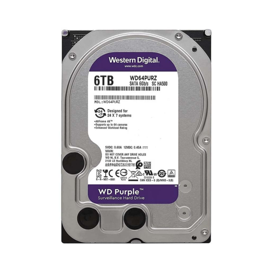 WD PURPLE, WD64PURZ, 3.5’’, 6TB, 256Mb, 5400 Rpm, 7/24 Güvenlik, HDD