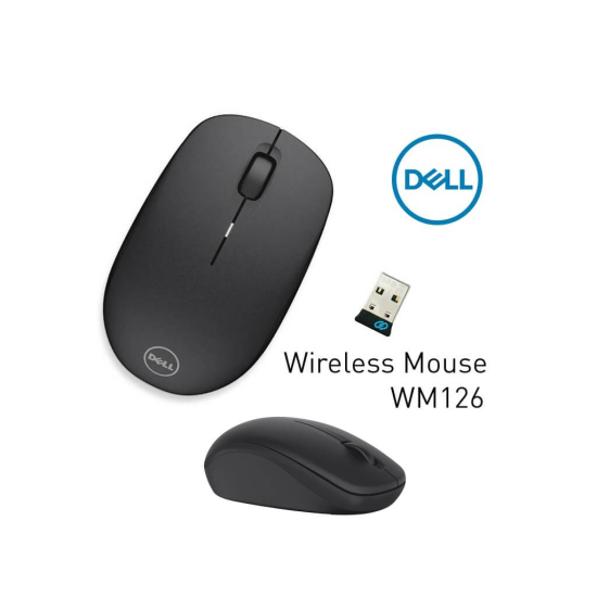 DELL WM126-BK, PDELL-570-AAMH, USB Nano, 2.4G Kablosuz, 1000dpi, Optik, 3 Tuşlu, 12ay Pil Ömrü, Siyah Mouse