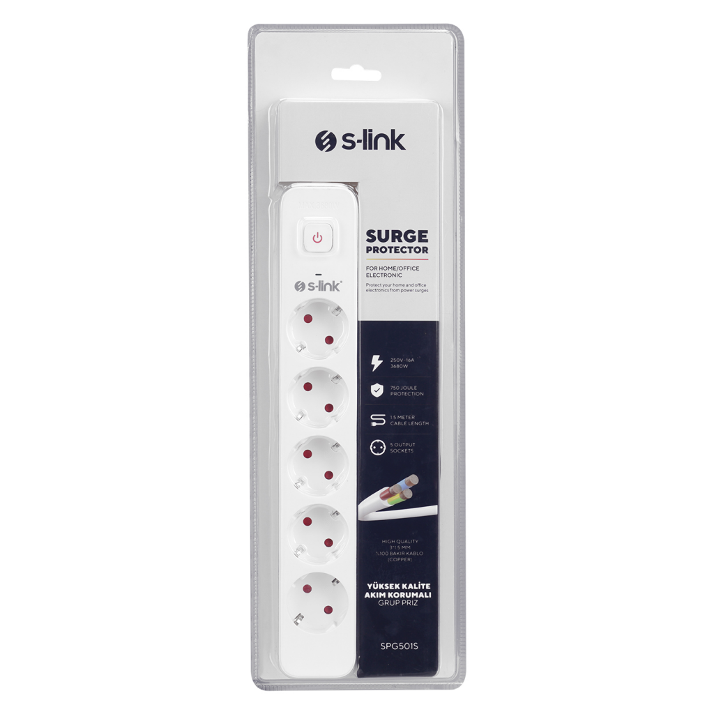 S-LINK%20SPG501S,%205%20Soket,%20Akım%20Korumalı%20Priz,%201.5Mt%20Kablo,%20750%20Joule%20(Beyaz)%20%100%20Bakır