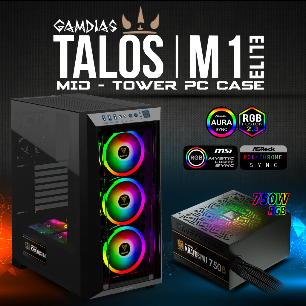 GAMDIAS%20TALOS%20M1%20Elite,%20750W,%20Tempered%20Glass,%20ARGB,%2080+%20Bronze,%20ATX%20GAMING%20KASA