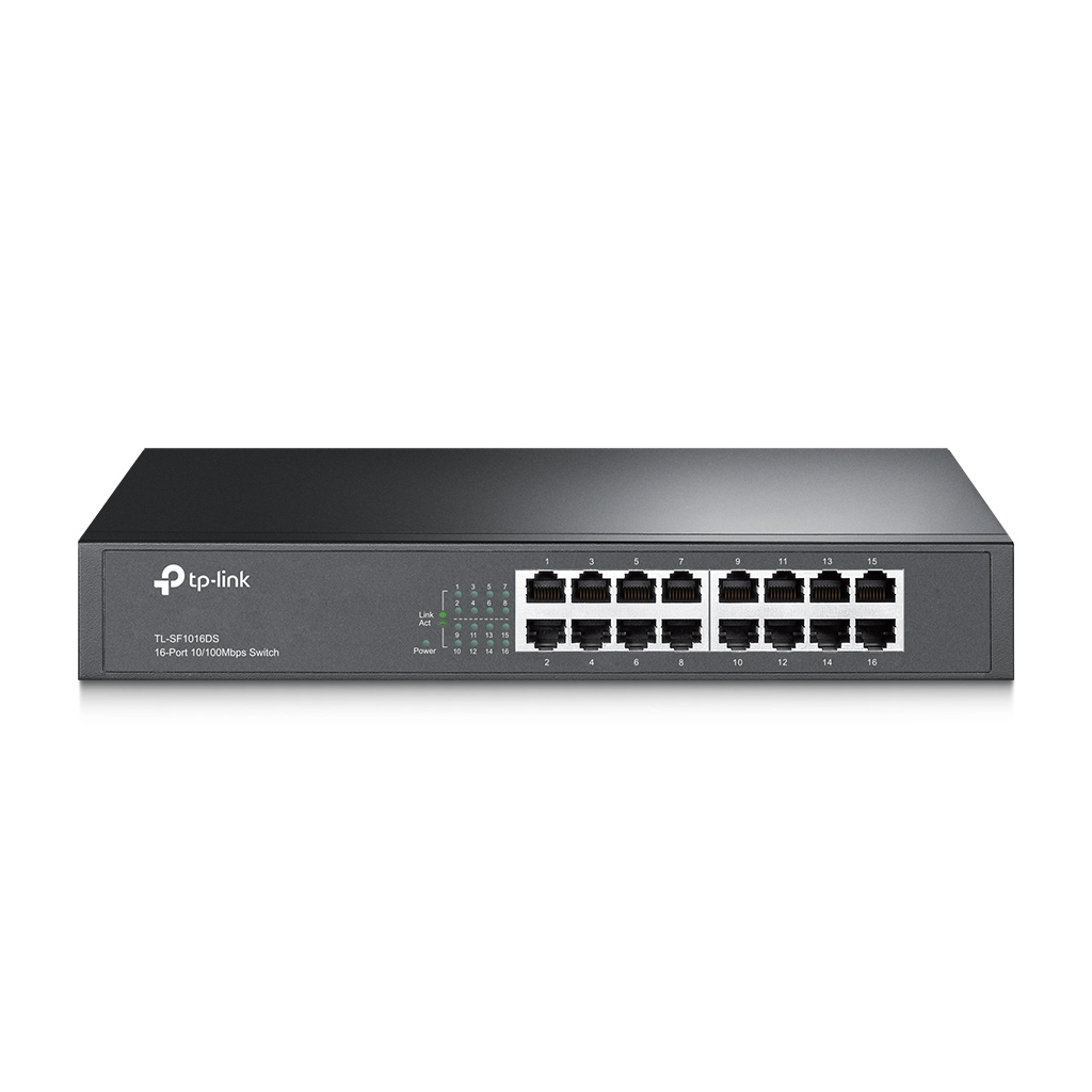 TP-LINK%20TL-SF1016DS,%2016%20Port,%20MegaBit,%20Metal%20Kasa,%20Yönetilemez,%20Masaüstü/Rackmount%20Switch