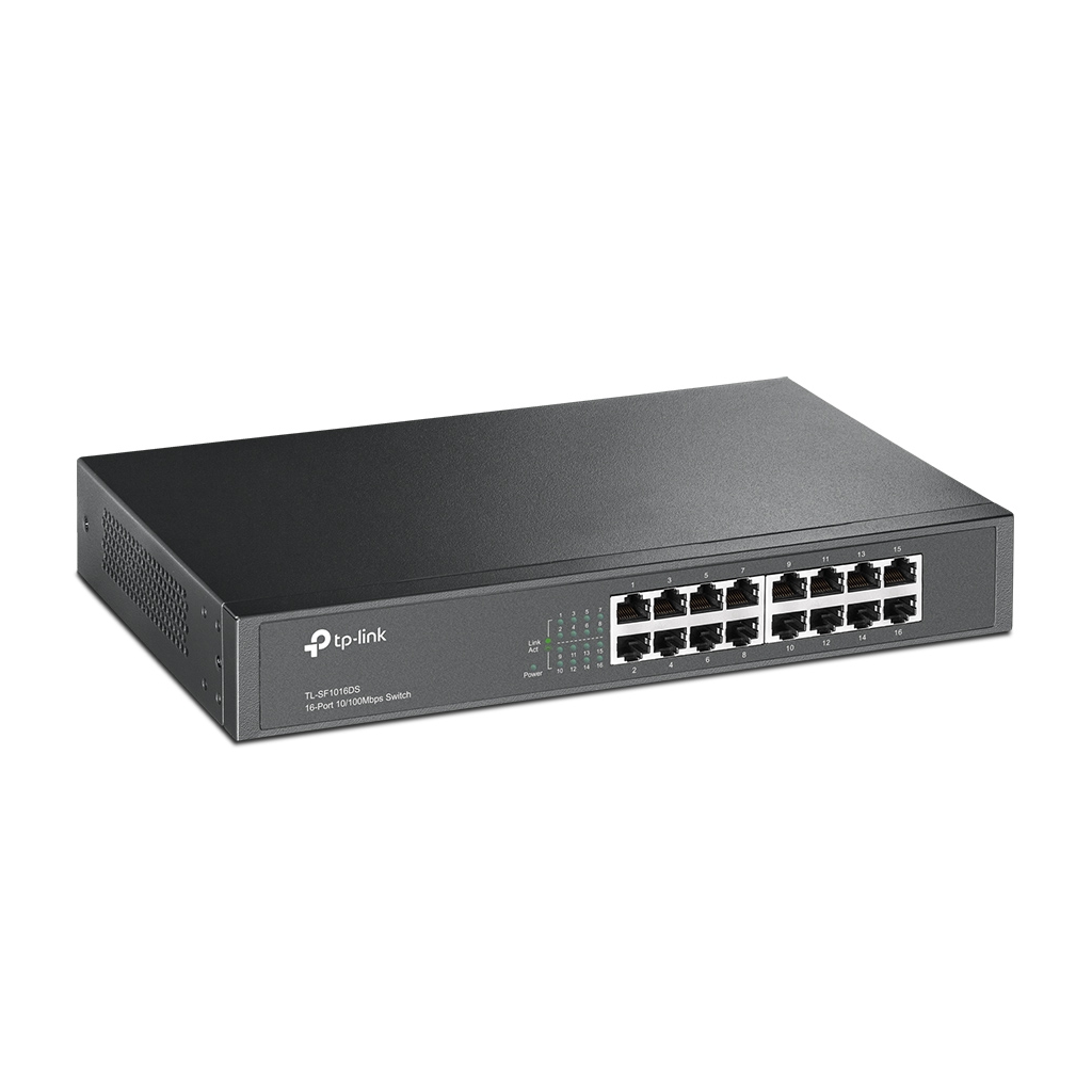 TP-LINK%20TL-SF1016DS,%2016%20Port,%20MegaBit,%20Metal%20Kasa,%20Yönetilemez,%20Masaüstü/Rackmount%20Switch