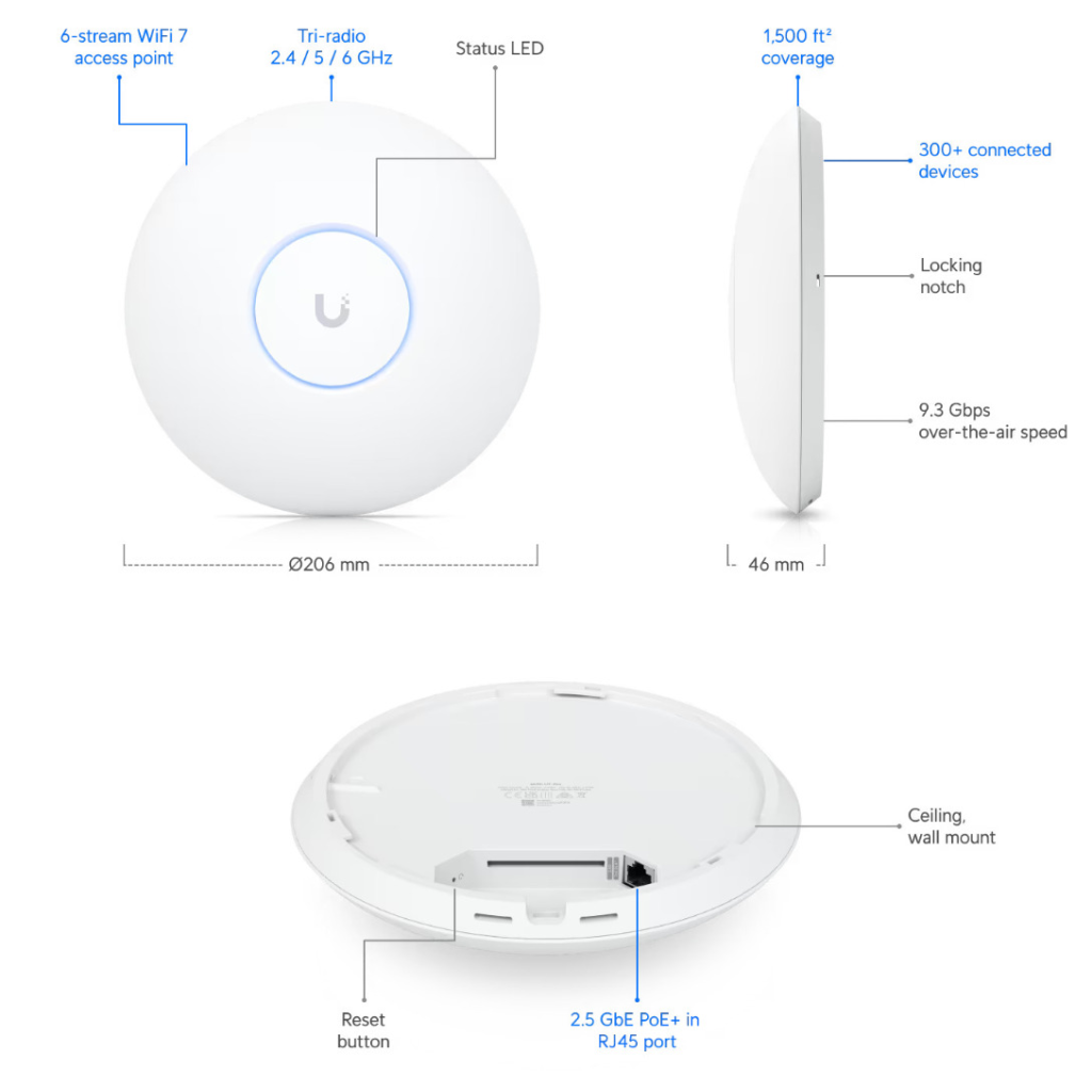 UBIQUITI%20UAP-U7-PRO,%20UniFi,%20Triple%20Band,%205765Mbps,%20Wifi6,%20Tavan%20Tipi,%20Access%20Point%20(Poe%20Adaptör%20Çıkmaz)