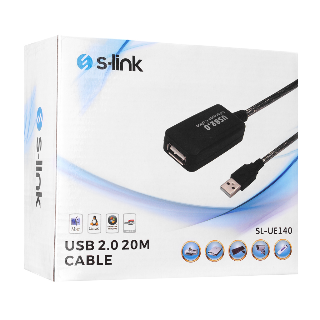 S-LINK%20SL-UE140,%20Güçlendirilmiş%20USB%20Uzatma%20Kablosu%2020%20Metre