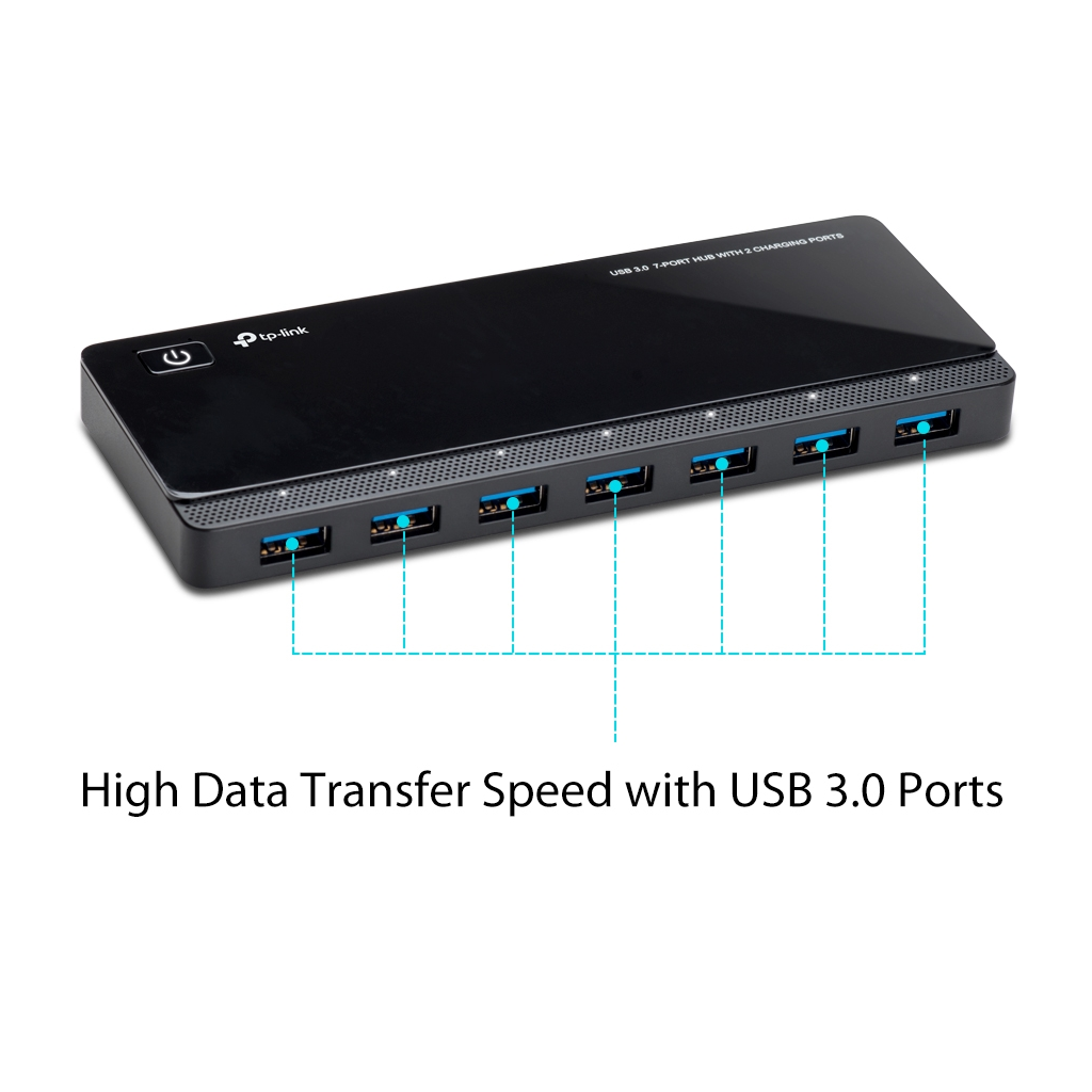 TP-LINK%20UH720%207%20Port%20(2%20Şarj%20Portu)%205Gbps%20Usb%203.0%20Hub%20(Adaptörlü)